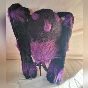Large Black and Purple Plush  Decorative Spider For Halloween
